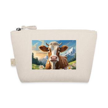 Cheerful cow in the alpine panorama - Organic Pouch - nature - Front
