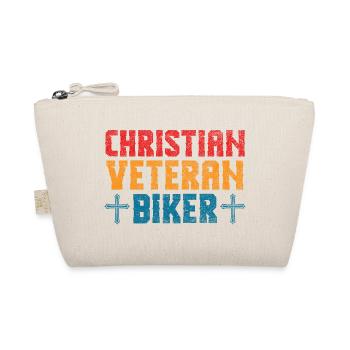 Christian Veteran Biker Faith Rider Design - Organic Pouch - nature - Front
