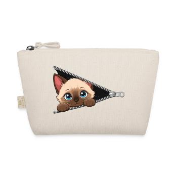 Cute Kitten Zipper Cat - Organic Pouch - nature - Front