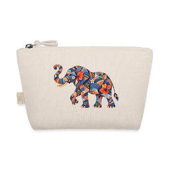 Patchwork Elephant Floral Pattern - Organic Pouch - nature - Front