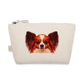 papillon hund, Kuschelhund Porträt in Rot - Bio-Täschchen - Natur - Vorne
