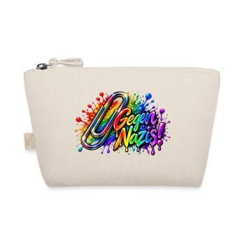 Gegen Nazis Regenbogen  Briefklammer Büroklammer - Bio-Täschchen - Natur - Vorne