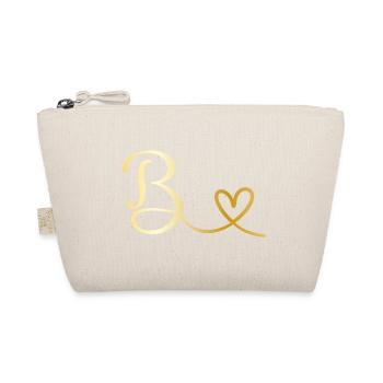 B goldenes Monogramm mit Herz - Bio-Täschchen - Natur - Vorne