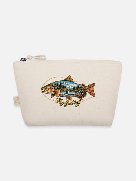 Truite_vintage_et_pcheur_la_mouche - Bio-Täschchen - Natur