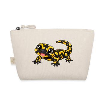 Salamander Kawaii Style – Süßes Amphibienmotiv - Bio-Täschchen - Natur - Vorne