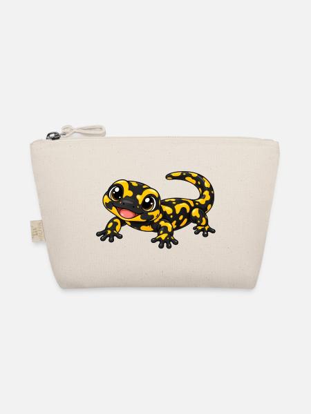 Salamander Kawaii Style – Süßes Amphibienmotiv - Bio-Täschchen - Natur