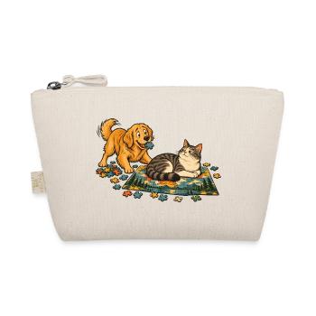 Golden Retriever und Katze puzzeln zusammen - Bio-Täschchen - Natur - Vorne