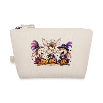 Häschen Halloween Kürbis Schnitzen - Bio-Täschchen - Natur - Vorne