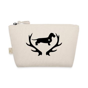 Rauhaardackel with antlers and heart - Organic Pouch - nature - Front