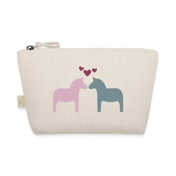 Dala Horse Pair Hearts Love Valentine's Day Skandi - Organic Pouch - nature - Front
