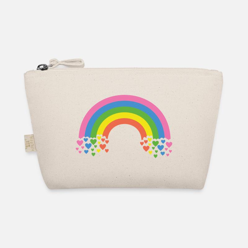 Regenbogen mit Herzen - Bio-Täschchen - Natur