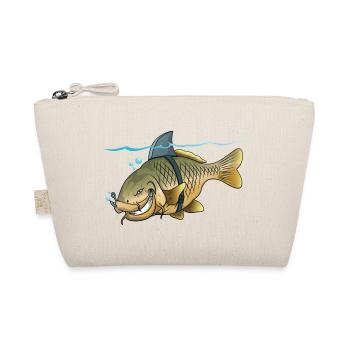 Shark Carp Funny Fishing Cartoon Design - Organic Pouch - nature - Front