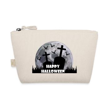 Happy Helloween Grabstein Fledermaus Mond - Bio-Täschchen - Natur - Vorne