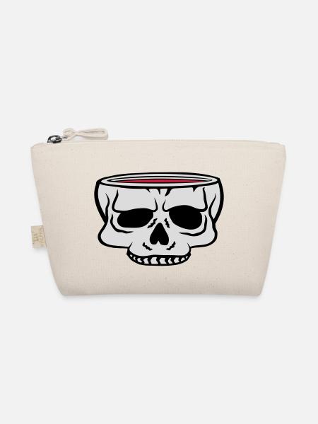 Cartoon Totenkopf Tasse Horror - Bio-Täschchen - Natur - Vorne