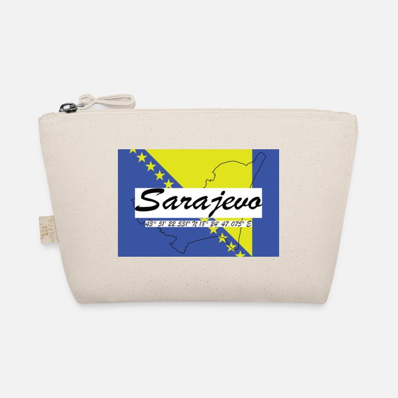 Sarajevo - Hauptstadt mit GPS & Flagge - Bio-Täschchen - Natur