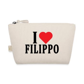 T-Shirt Ich liebe Filippo T-Shirt Geschenkidee - Bio-Täschchen - Natur - Vorne
