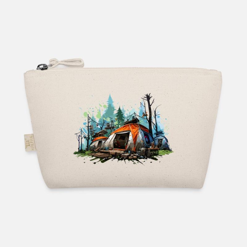 Camping-Atmosphäre. Ein Retro-Abenteuer. Bio-Täschchen