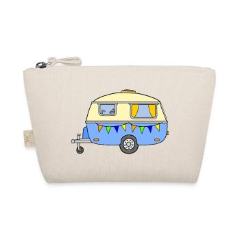 Wohnwagen Caravan Vintage Hellblau - Bio-Täschchen - Natur - Vorne