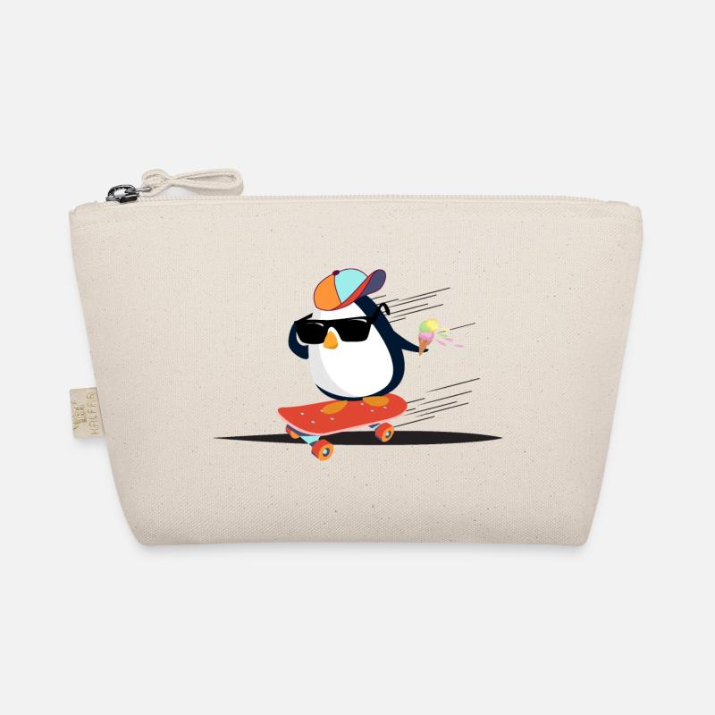Cooler Pinguin auf Skateboard Bio-Täschchen