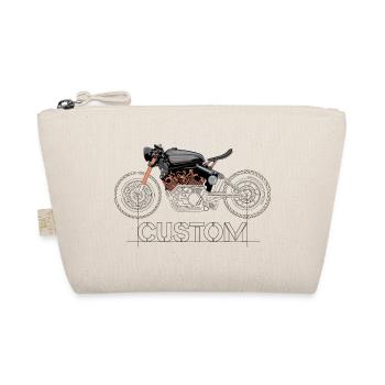 Motorcycle Custom Biker Drawing Moto Symbol Logo - Organic Pouch - nature - Front