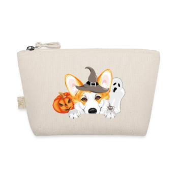 Lugpender Corgi-Hund mit Geist und Halloween-Kürbis - Bio-Täschchen - Natur - Vorne