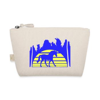 Horse Riding Lines Rider Sun Palm Trees Silhouette - Organic Pouch - nature - Front