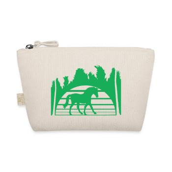 Horse Riding Lines Rider Sun Palm Trees Silhouette - Organic Pouch - nature - Front