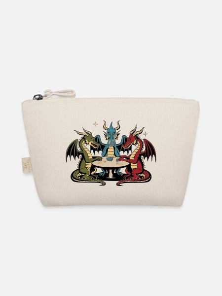 Dragons playing cards - Organic Pouch - nature - Front