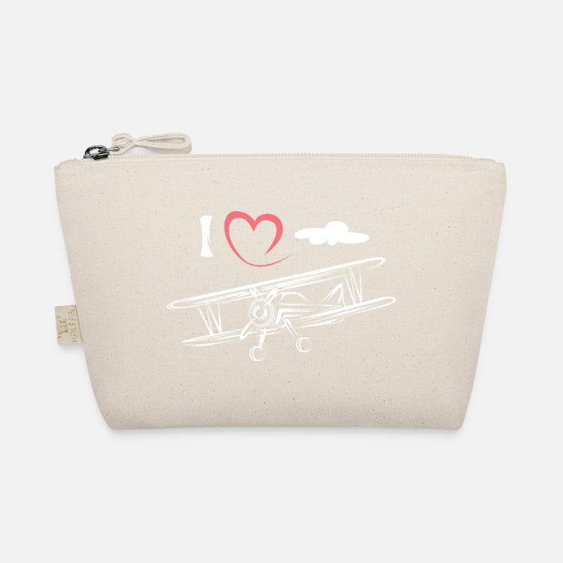 Ich liebe Fliegen - vintage Flugzeug am Himmel - Bio-Täschchen - Natur