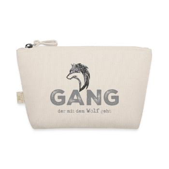 Wolfgang. Strong wolf motifs with lettering - Organic Pouch - nature - Front
