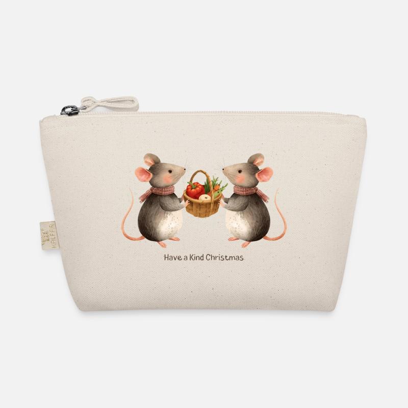 Süße Niedliche Mäuse – Have a Kind Christmas - Bio-Täschchen - Natur