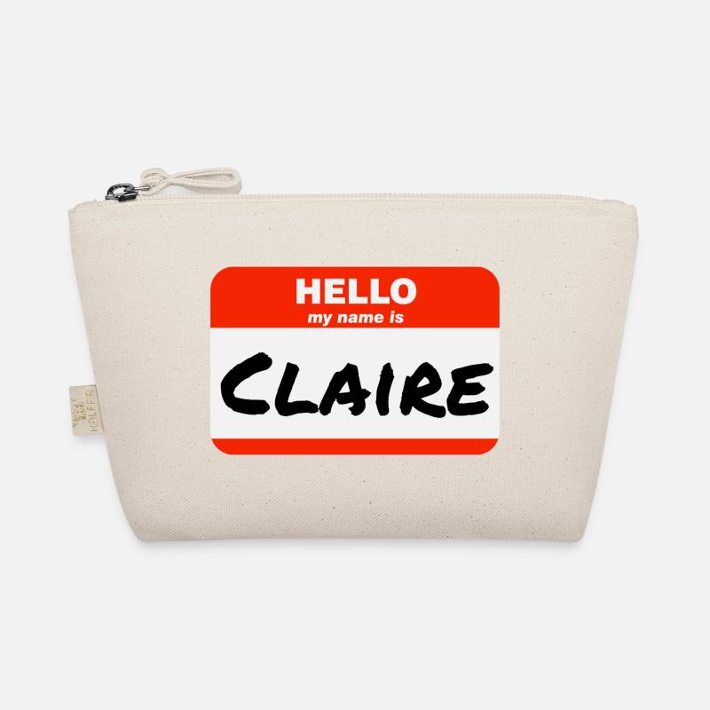 Hello My Name Is Claire Etikett Namensschild - Bio-Täschchen - Natur