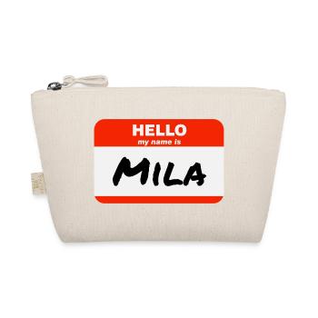 Hello My Name Is Mila Etikett Namensschild - Bio-Täschchen - Natur - Vorne