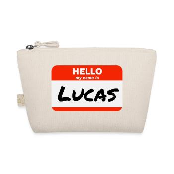 Hello My Name Is Lucas Etikett Namensschild - Bio-Täschchen - Natur - Vorne