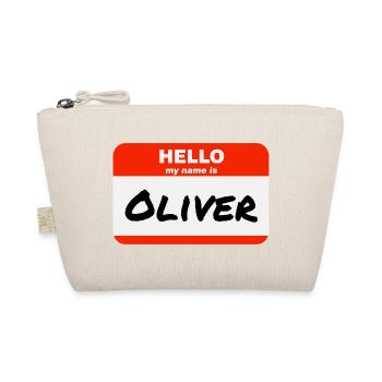 Hello My Name Is Oliver Label Name Tag - Organic Pouch - nature - Front