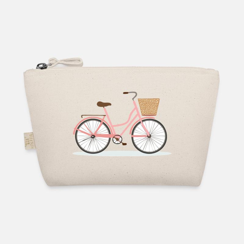 Pink Bicycle with Basket Organic Pouch