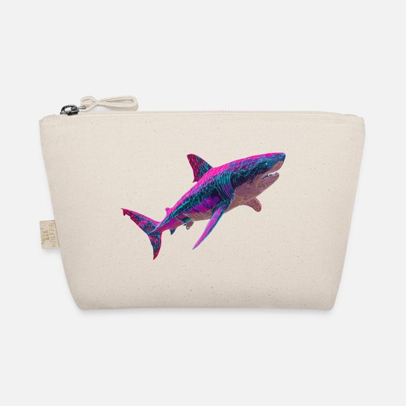 Neon Shark Glowing Cyberpunk Shark Graphic - Organic Pouch - nature