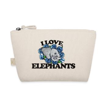 J’adore les éléphants et les roses bleues - Trousse biologique - nature - Devant
