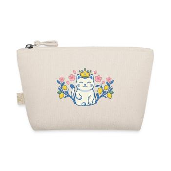 Katze mit Krone zwischen Blumen - Bio-Täschchen - Natur - Vorne