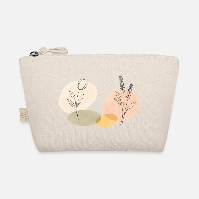 Feminin Boho Blumen Line Art – Minimalist Design Bio-Täschchen