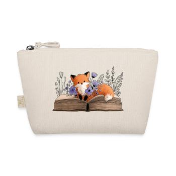 Fuchs auf einem Buch mit Blumen - Bio-Täschchen - Natur - Vorne