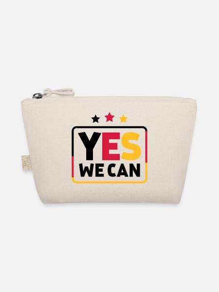 Yes we can Schwarz Rot Gold Deutschland Fußballfan - Bio-Täschchen - Natur - Vorne