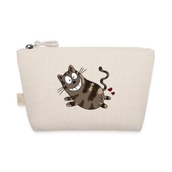 Lustige Katze pupst Herzen - Katzen - Geschenk - Bio-Täschchen - Natur - Vorne