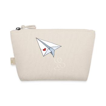Paper Airplane With Heart - Love - Travel - Flying - Organic Pouch - nature - Front