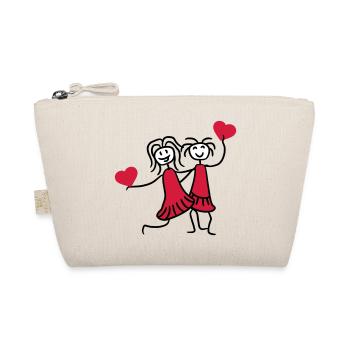 2 hearts best outline frame heart best friends tex - Organic Pouch - nature - Front