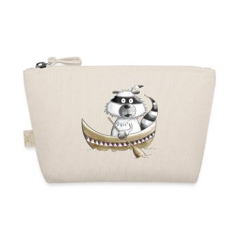 Raccoon In Canoe I Kayak I Paddle Kids Gift - Organic Pouch - nature - Front