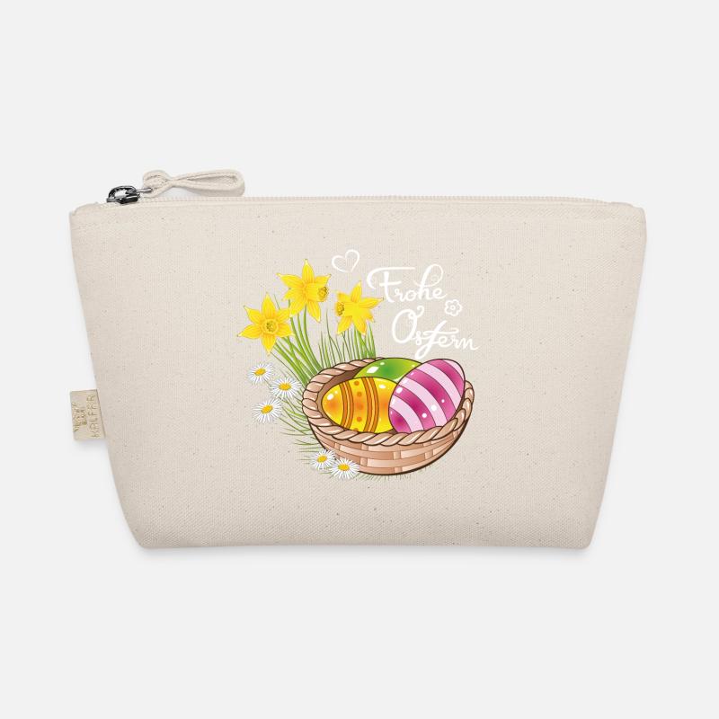 Frohe Ostern Osterkorb Ostereier Osterblumen Eier - Bio-Täschchen - Natur