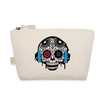 A Sugar Skull with headphones - Organic Pouch - nature - Front