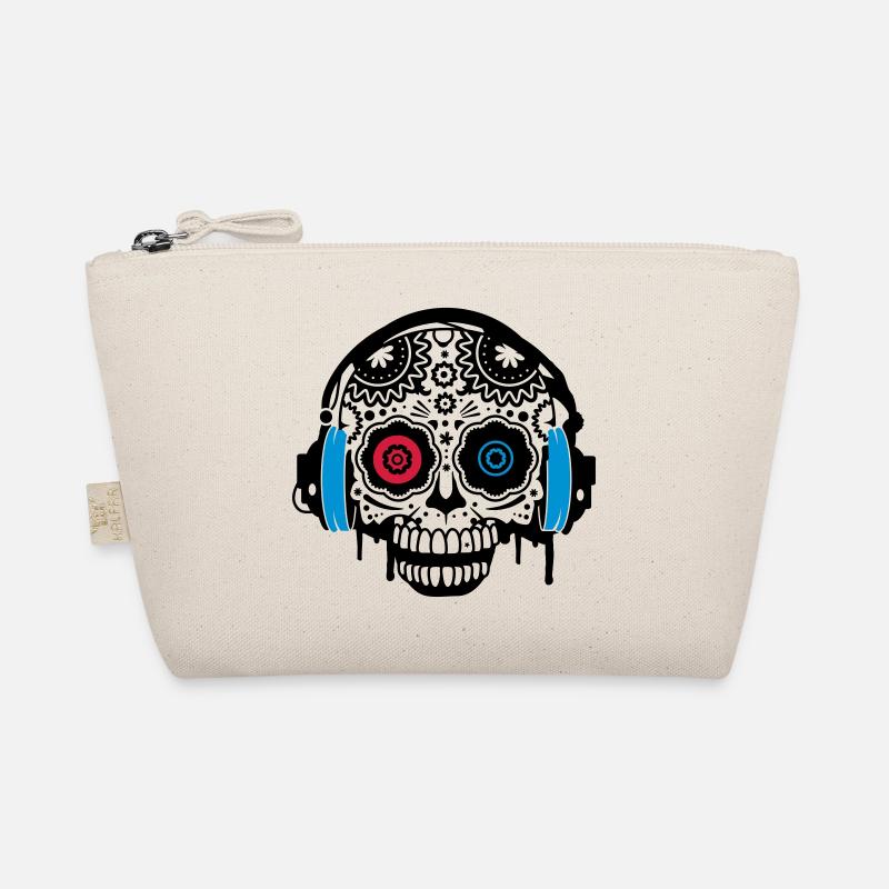 Sugar Skull mit Kopfhörer - Bio-Täschchen - Natur