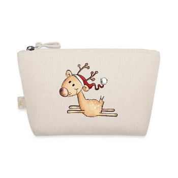 Jumping Christmas Reindeer - Gift - Comic - Organic Pouch - nature - Front